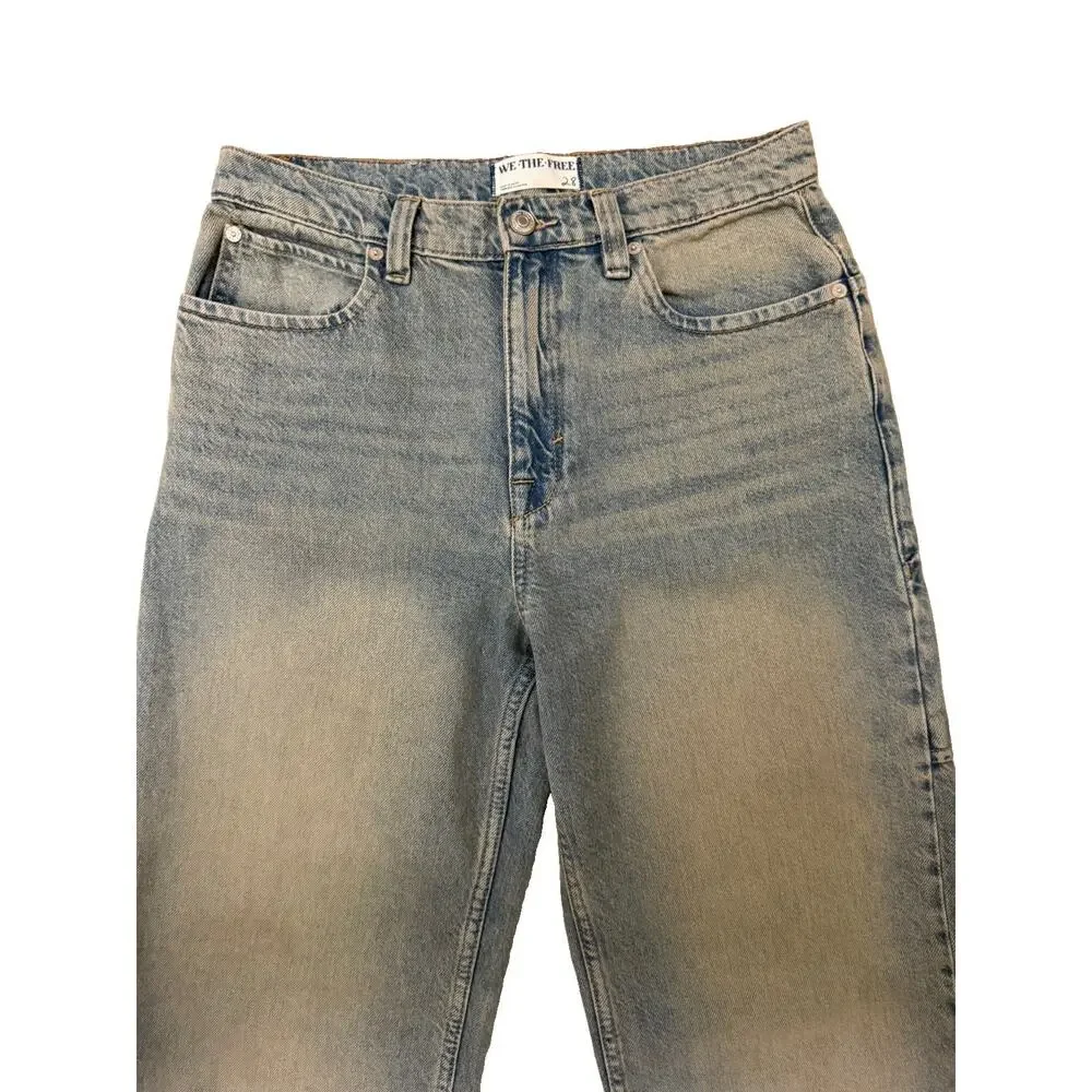 Free People We The Free Tinsley Baggy Jeans High Rise Wide Straight Leg Size 28